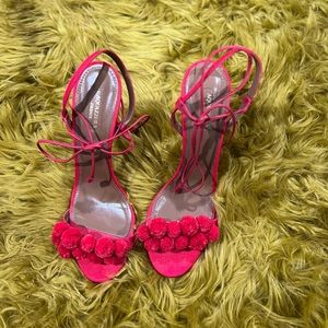 Aquazzura panarea 105 red leather sandals